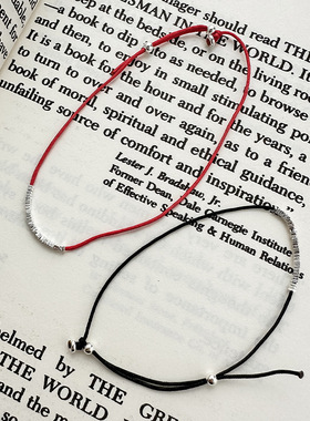 s925纯银新中式岁岁平安碎银子红绳手链女国潮小众设计本命年手链