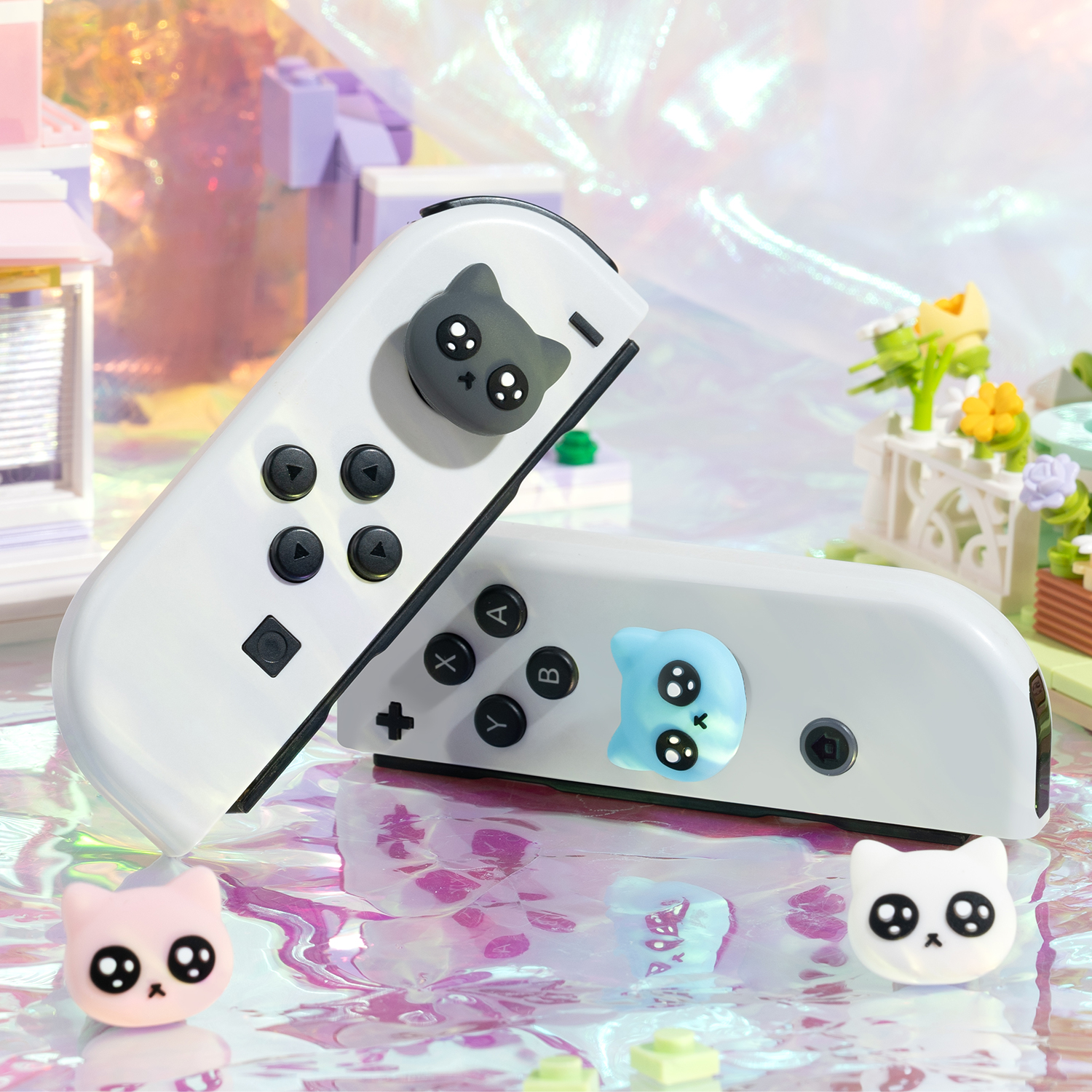 极想任天堂switch泪眼喵喵摇杆帽ns卡通可爱硅胶帽oled手柄按键帽 - 图3
