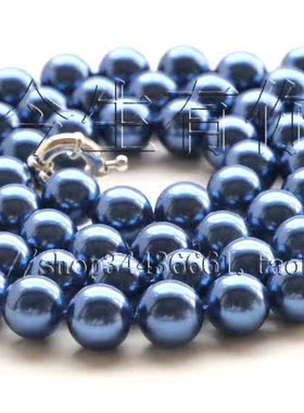 正圆蓝色贝珠强光毛衣链全国包邮