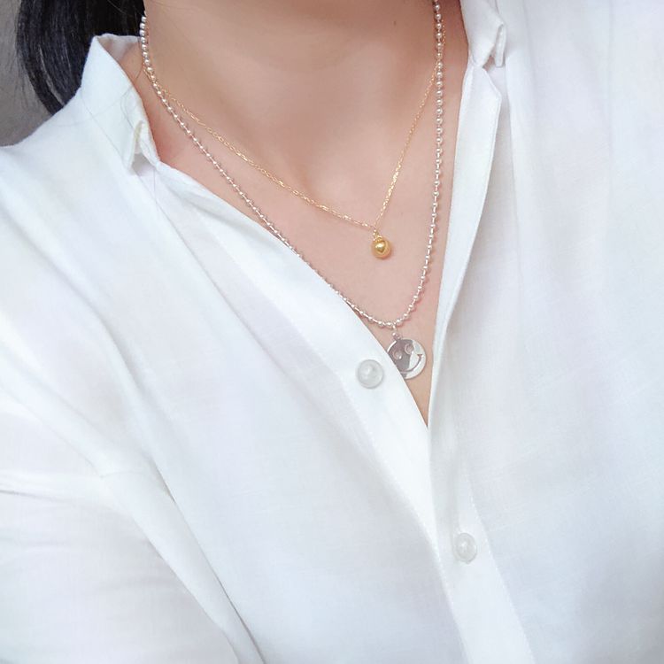 纯银珠笑脸项链短款宝宝男女锁骨毛衣链送生日六一儿童节礼物 S999 纯银珠笑脸项链短款宝宝男女锁骨毛衣链送生日六一儿童节礼物 S999