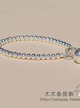 990纯银宝宝圆银珠百日周岁满月