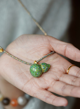 shannai原创新中式大漆葫芦项链