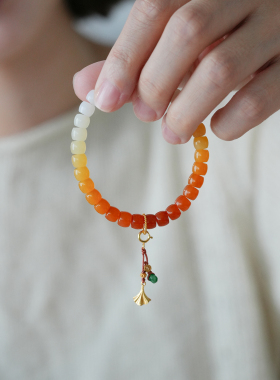 shannai原创新中式天然缅黄手串