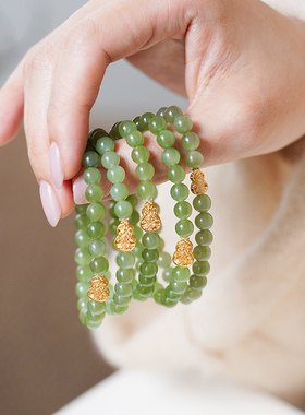 shannai原创和田玉碧玉葫芦手串