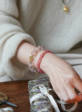 shannai原创天然粉水晶手串手链