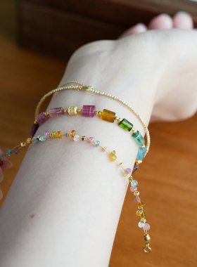 shannai原创天然碧玺串珠手链