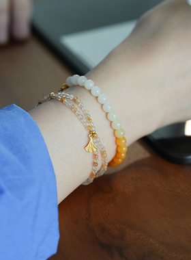 shannai原创天然黄胶花串珠手链