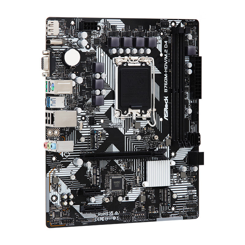 华擎(ASRock) B760M-HDV/M.2 D4台式机主板 支持 13100F 13400F - 图0