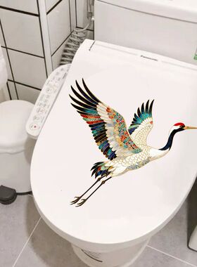 中国风唯美仙鹤图案自粘贴画室内