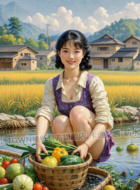 复古乡村风格海报墙贴画ins风美妇人网红旧时光贴墙门贴画装饰画