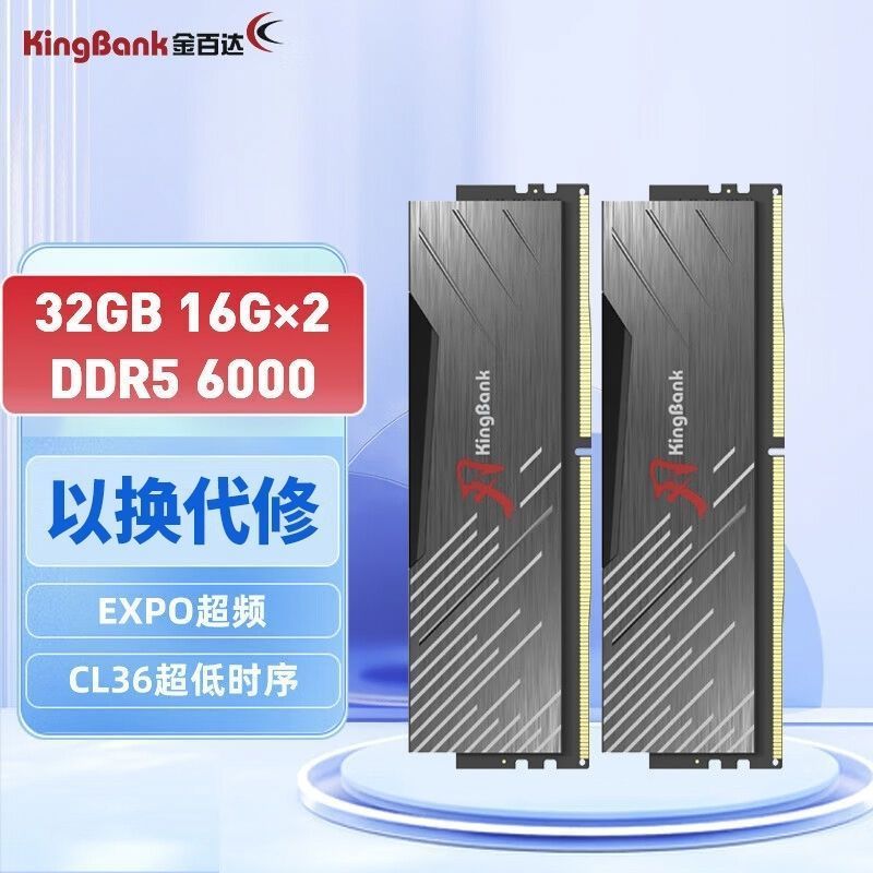 金百达32GB(16GBX2)套装 金百达ddr5 6800电竞条刃黑甲海力士Adie - 图1