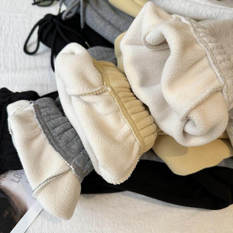 加厚羊羔绒休闲卫裤女秋冬宽松显瘦保暖厚实运动裤纯色束脚哈伦裤,淘宝优惠券,粉丝福利购,淘宝优惠卷