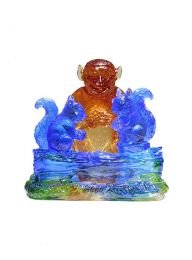 2026属龙吉祥物鼠猴喜合琉璃摆件