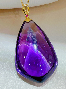 天然紫水晶切面水滴随行吊坠项坠