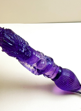 天然紫晶黄晶白晶文昌笔摆件把玩件紫晶黄粉晶雕刻文昌笔龙笔摆件