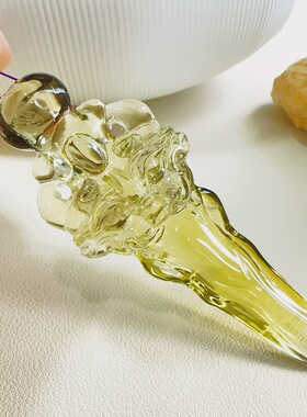5A级天然黄水晶智慧剑吊坠雕工精致晶体干净文殊宝剑挂件送鉴定书