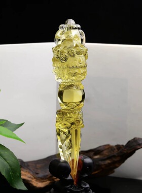 天然黄水晶普巴金刚杵吊坠摆件精雕密宗法器三面金刚降魔杵金刚撅