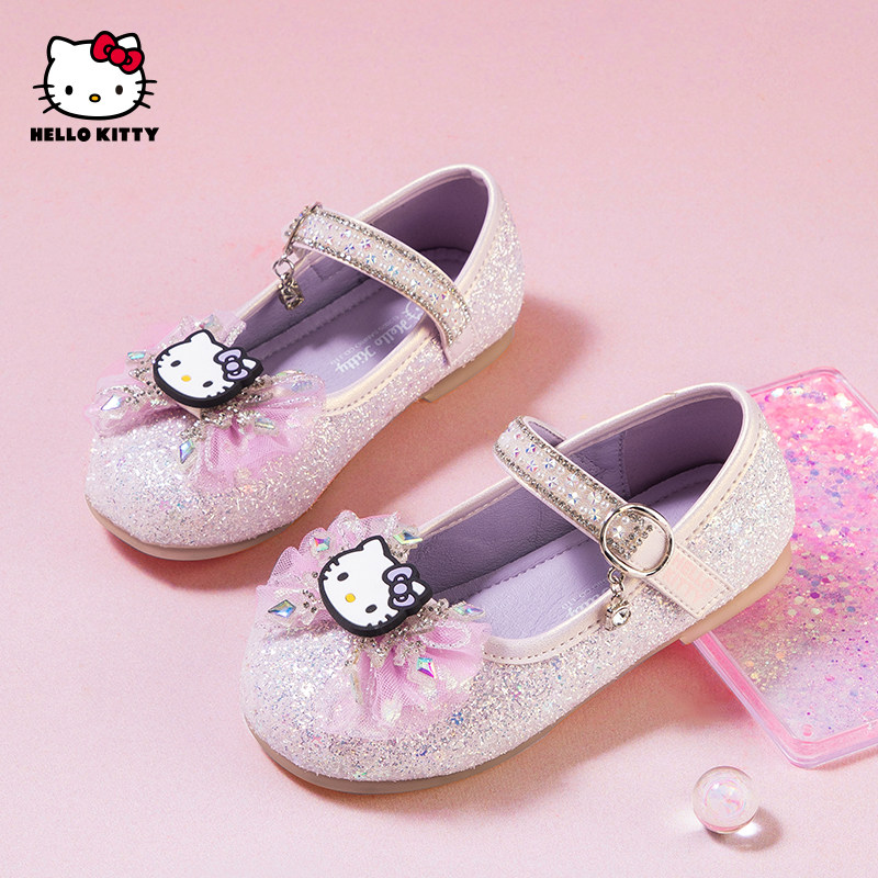 凯蒂猫女童公主鞋水钻小皮鞋秋季新款女孩软底水晶鞋优雅艾莎单鞋,淘宝优惠券,粉丝福利购,淘宝优惠卷