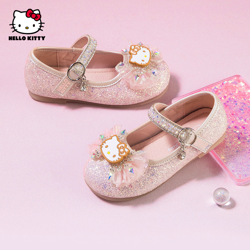 凯蒂猫女童公主鞋水钻小皮鞋秋季新款女孩软底水晶鞋优雅艾莎单鞋,淘宝优惠券,粉丝福利购,淘宝优惠卷