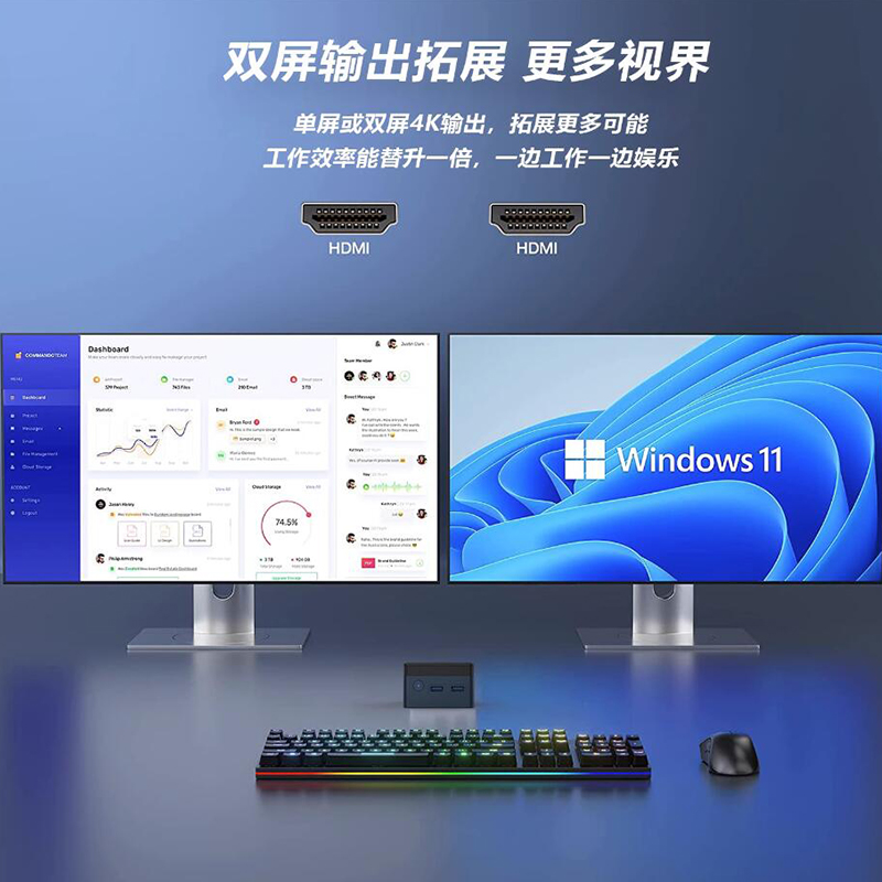 风火轮N100迷你卡片电脑[by51]小主机win11办公NUC准系统mini PC - 图2