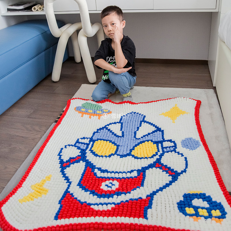 雪球粒diy手工编织凹凸曼盖毯材料包卡通儿童保暖毛线球球毯子织,淘宝优惠券,粉丝福利购,淘宝优惠卷