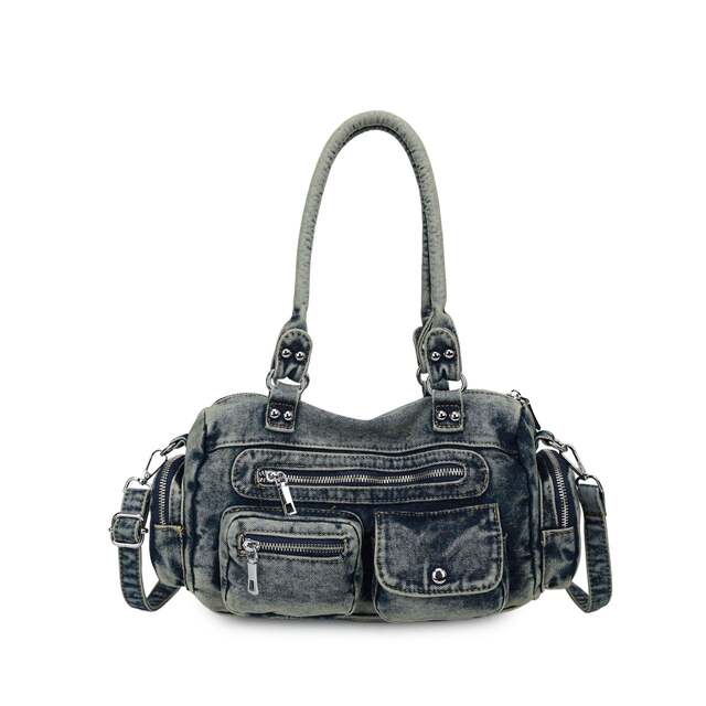 ເອີຣົບແລະອາເມລິກາ denim handbags washed niche rivet design crossbody bag fashionable trendy retro shoulder bag