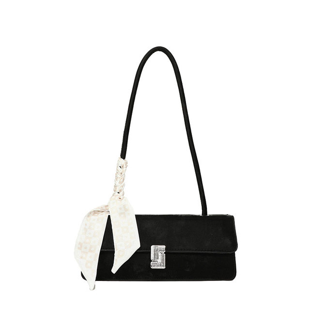 Textured niche design armpit baguette bag for women 2026 early spring new fashion silk scarf portable small square bag shoulder bag