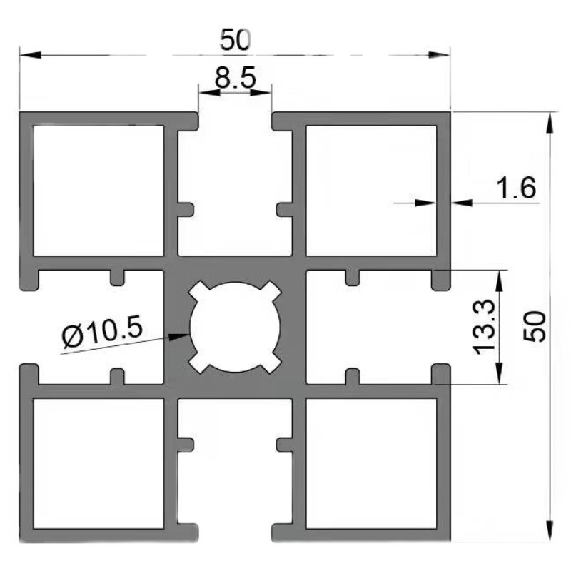 铝合金型材国标5050-8槽型材框架铝材车间设备工业铝型材-图3