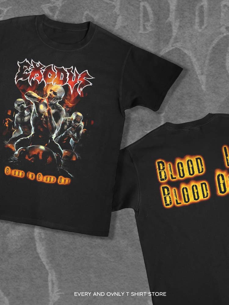 Exodus出走捶打激流金属乐队BLOOD IN BLOOD OUT DEMONS长短袖T恤-图0