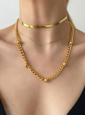 项链复古黄铜女黄铜简约小众