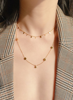 波光粼粼闪闪小方碎片锁骨项链