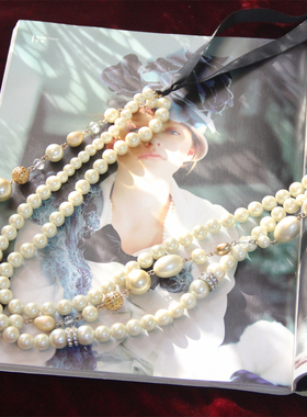 CAROLEE麝华欧美超质感彩色珍珠三层绝美系绳晚宴礼服贵妇级项链