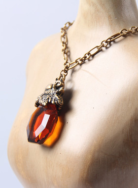 童话复古做旧焦糖色立体项链包邮