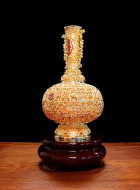 铜花丝吉祥富贵花瓶摆件中式礼物