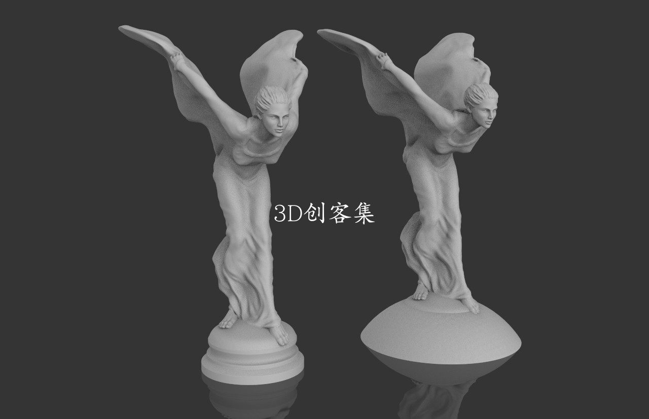 stl文件3D打印数据(RR小金人飞天女神车标高精度)