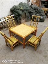 Outdoor patio bamboo tea table surround stove cooking tea bamboo table and chairs combined bamboo-made table bamboo chairs Eight-fairy table pure hand