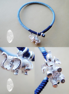 纯银大象莲蓬九乘金刚结手工编织