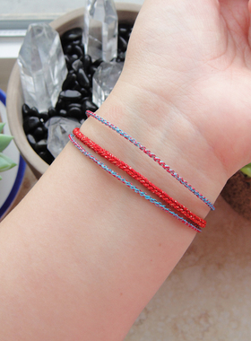 洒鑫双蓝正红四面佛手绳手链原创
