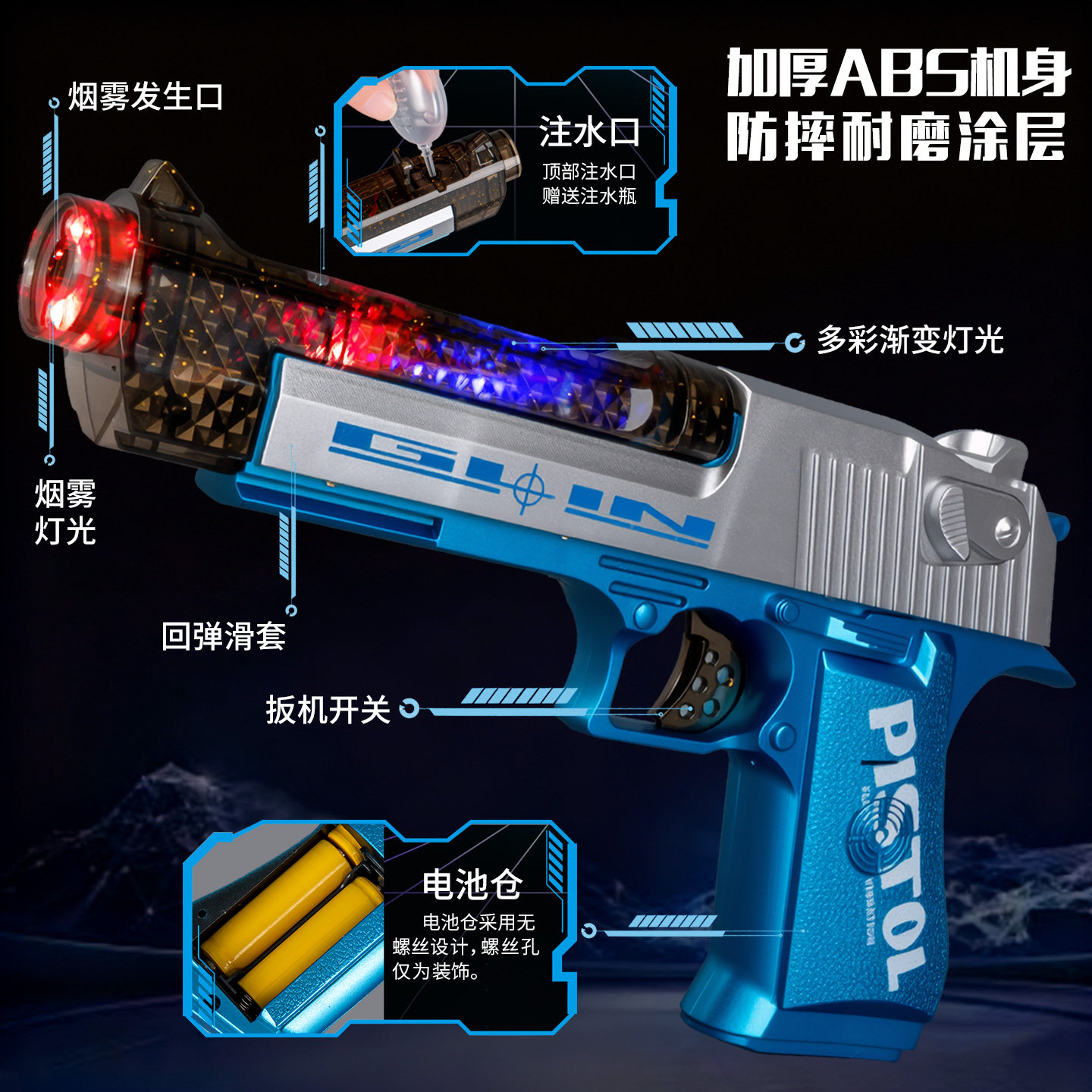 儿童喷雾枪玩具男孩6岁以上仿真声光电动冲锋枪模型手枪2025新款3,淘宝优惠券,粉丝福利购,淘宝优惠卷
