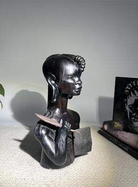 乌木非洲黑木雕人物家居摆件