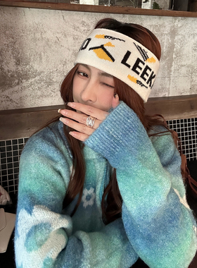 加宽双层提花头带女针织头带护额头健身束发带宽边止汗带运动头套