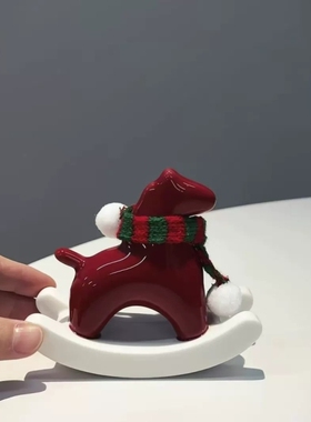 红色陶瓷小马摆件马到成功摇摇马新年氛围布置装饰马年吉祥物礼物