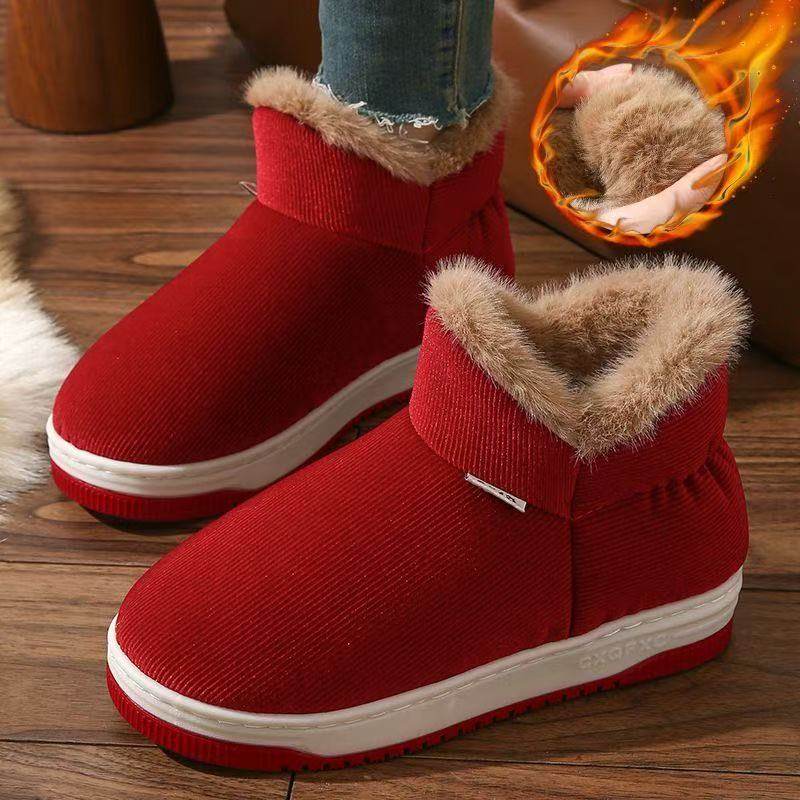 冬季家居保暖加绒高帮棉鞋手工老棉鞋