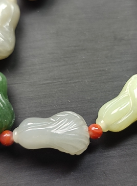 神绚和田玉大白菜手串多财平安