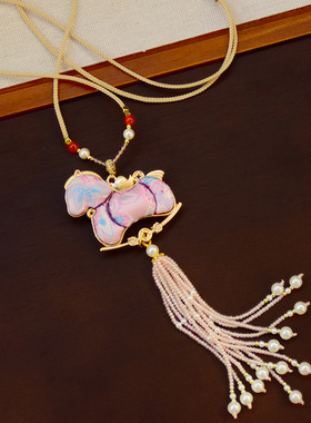 生肖马年毛衣链项链新中式宋锦流苏吊坠挂件沙龙社区高端暖场活动