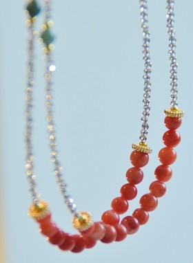 2025新款天然南红笑脸锁骨链女叠戴颈链项链配饰品送女友节日礼物