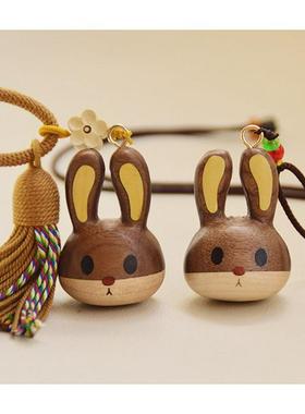 实木可爱小龙猫兔子项链钥匙扣胡桃木挂件动漫创意文玩饰品礼物女