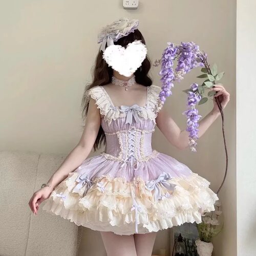 【小芙蝶】~原创芭蕾风洛丽塔蓝绿公主连衣裙JSK蝴蝶结Lolita洋装 - 图1