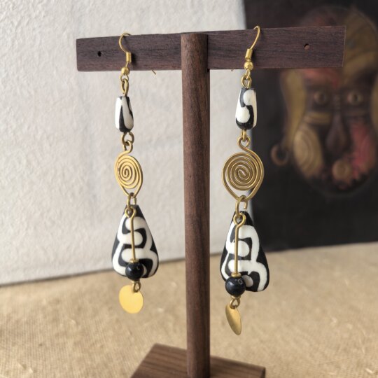 Exotic handmade fashionable natural cow bone earrings for women