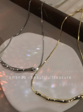 金色细链条短款优雅女锁骨链